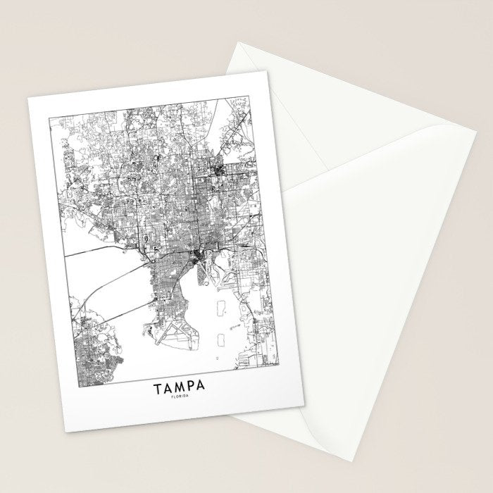 Tampa White Map Stationery Card Gallery Image 2