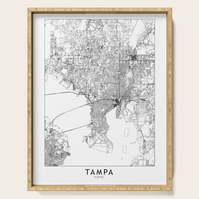 Tampa White Map Serving Tray Gallery Image 1