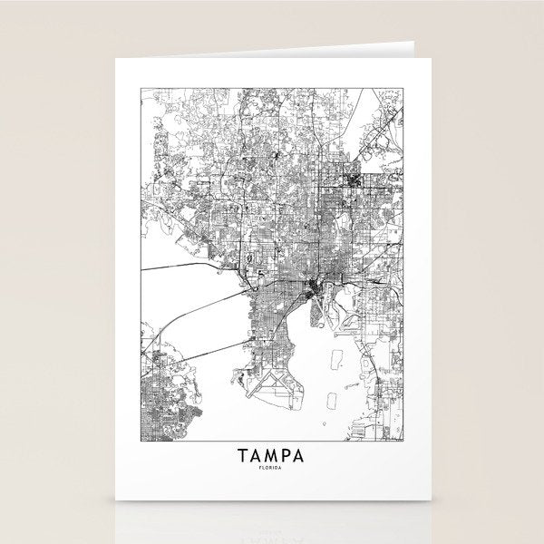 Tampa White Map Stationery Card Gallery Image 2