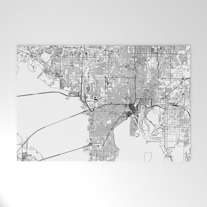 Tampa White Map Welcome Mat
