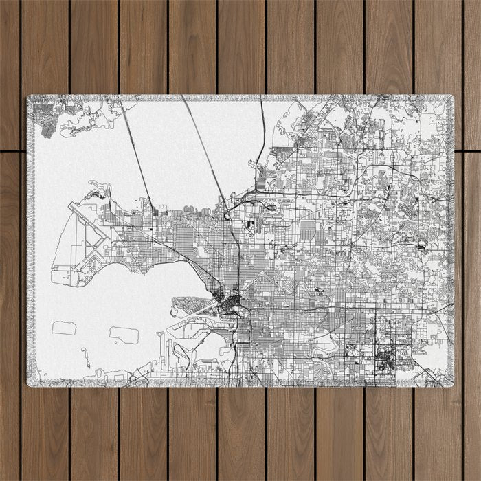 Tampa White Map Outdoor Rug Gallery Image 1