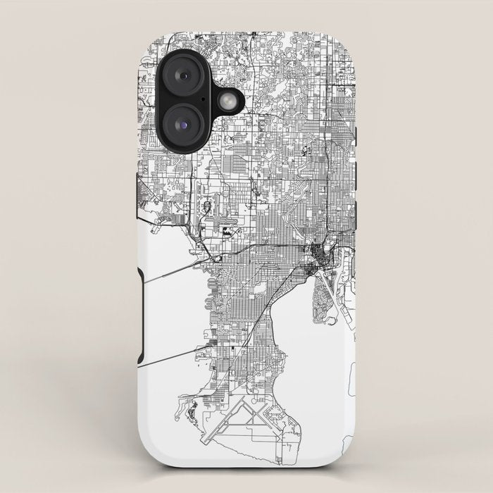 Tampa White Map iPhone Case Gallery Image 1