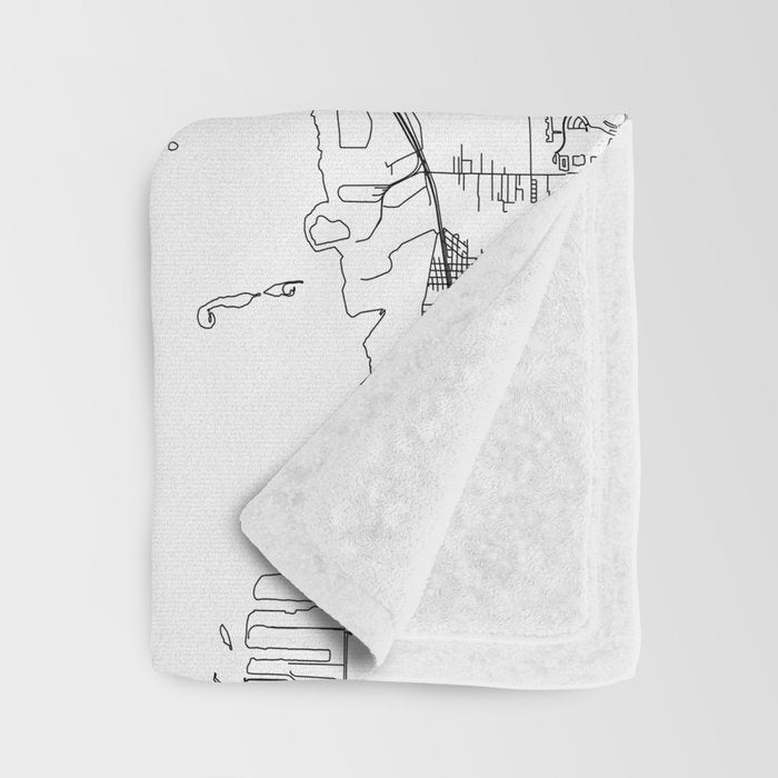 Tampa White Map Throw Blanket Gallery Image 3