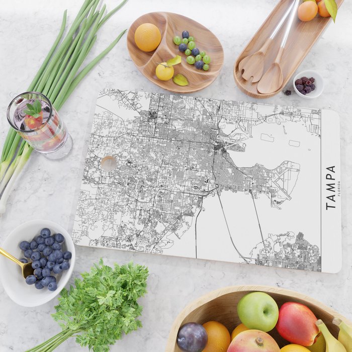 Tampa White Map Cutting Board Gallery Image 2