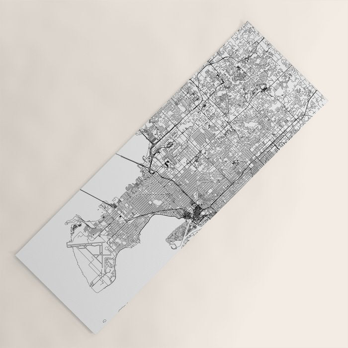 Tampa White Map Yoga Mat Gallery Image 1