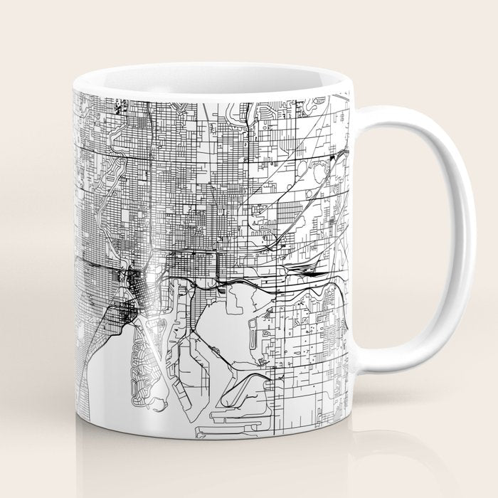 Tampa White Map Coffee Mug Gallery Image 1