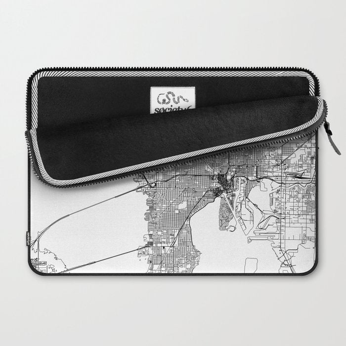 Tampa White Map Laptop Sleeve Gallery Image 2