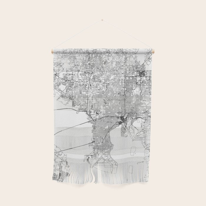 Tampa White Map Wall Hanging Gallery Image 1