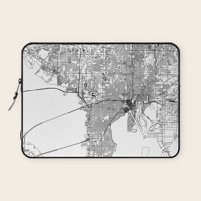 Tampa White Map Laptop Sleeve Gallery Image 1