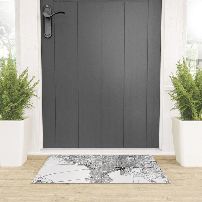 Tampa White Map Welcome Mat Gallery Image 3