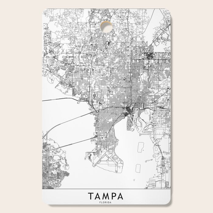 Tampa White Map Cutting Board Gallery Image 1