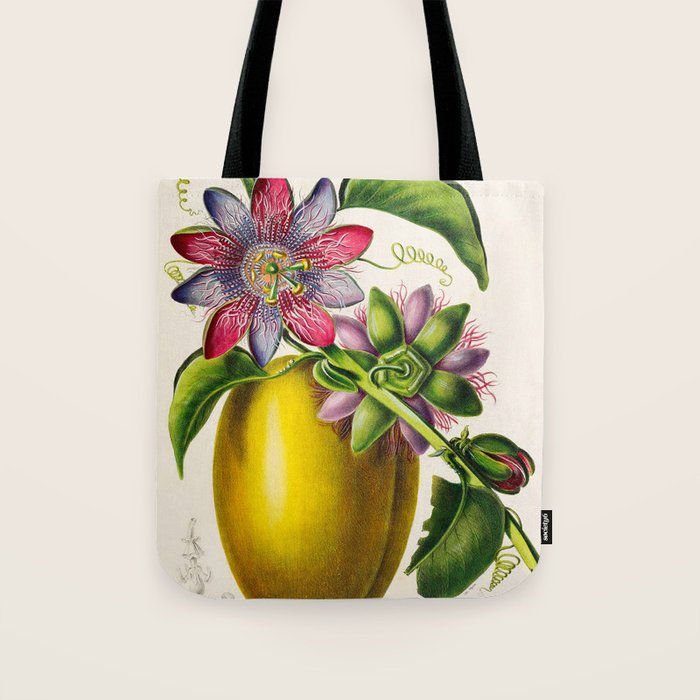 Passionflower and passionfruit from "Flore dâAmÃ©rique" by Ãtienne Denisse, 1840s Tote Bag Gallery Image 1