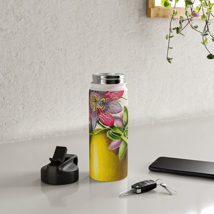 Passionflower and passionfruit from "Flore dâAmÃ©rique" by Ãtienne Denisse, 1840s Water Bottle Gallery Image 4