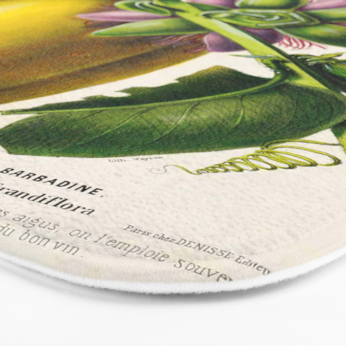 Passionflower and passionfruit from "Flore dâAmÃ©rique" by Ãtienne Denisse, 1840s Bath Mat Gallery Image 3
