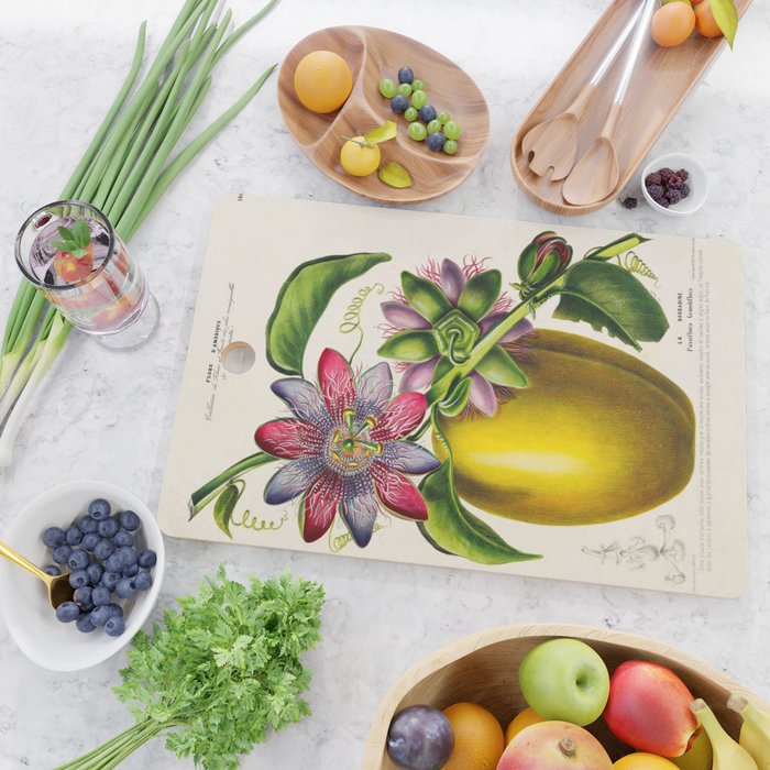 Passionflower and passionfruit from "Flore dâAmÃ©rique" by Ãtienne Denisse, 1840s Cutting Board Gallery Image 2