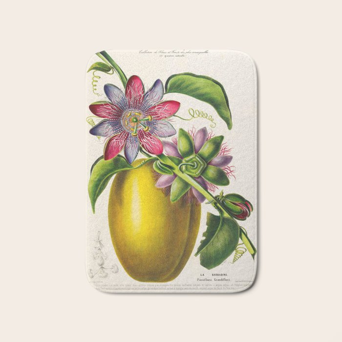 Passionflower and passionfruit from "Flore dâAmÃ©rique" by Ãtienne Denisse, 1840s Bath Mat Gallery Image 1