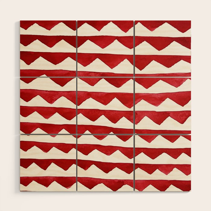 Red Triangle Lines Wood Wall Art Gallery Image 1