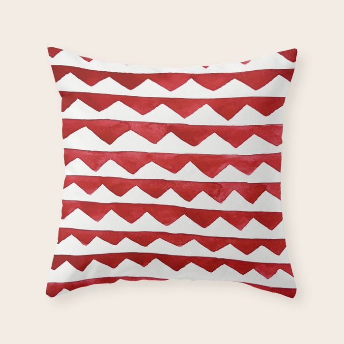 Red Triangle Lines Throw Pillow Gallery Image 1