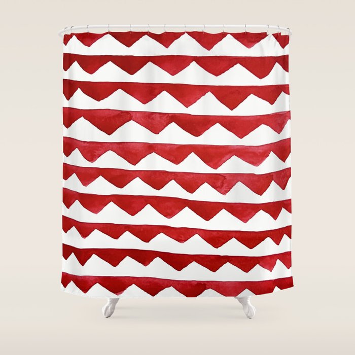 Red Triangle Lines Shower Curtain Gallery Image 1