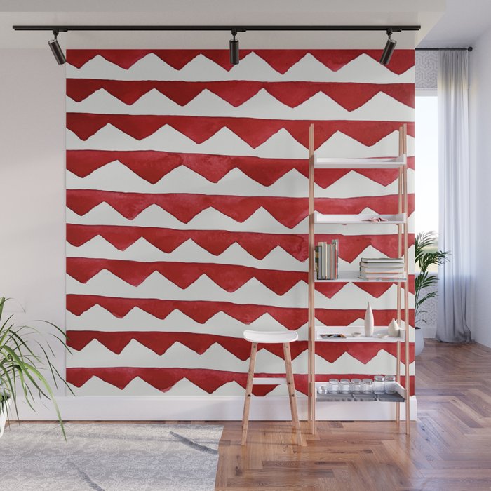 Red Triangle Lines Wall Mural