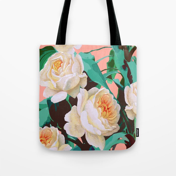 Tropical & White Blossom #painting #tropical #botanical Tote Bag Gallery Image 1