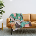 Tropical & White Blossom #painting #tropical #botanical Throw Blanket Gallery Image 1
