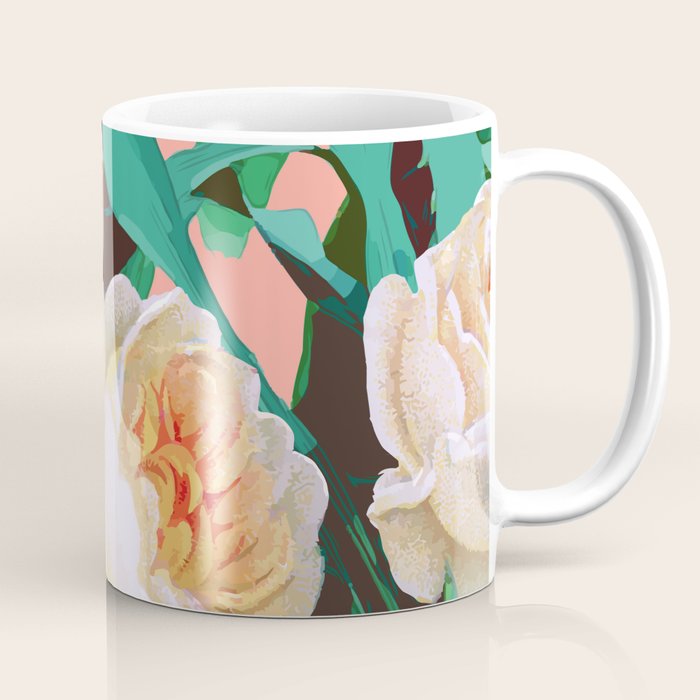 Tropical & White Blossom #painting #tropical #botanical Coffee Mug Gallery Image 1