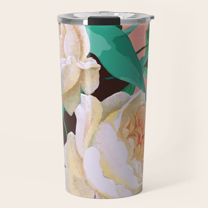 Tropical & White Blossom #painting #tropical #botanical Travel Mug Gallery Image 1