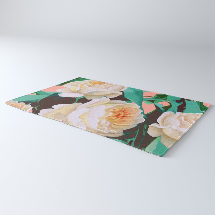 Tropical & White Blossom #painting #tropical #botanical Rug Gallery Image 3