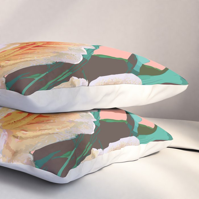 Tropical & White Blossom #painting #tropical #botanical Pillow Sham Gallery Image 3