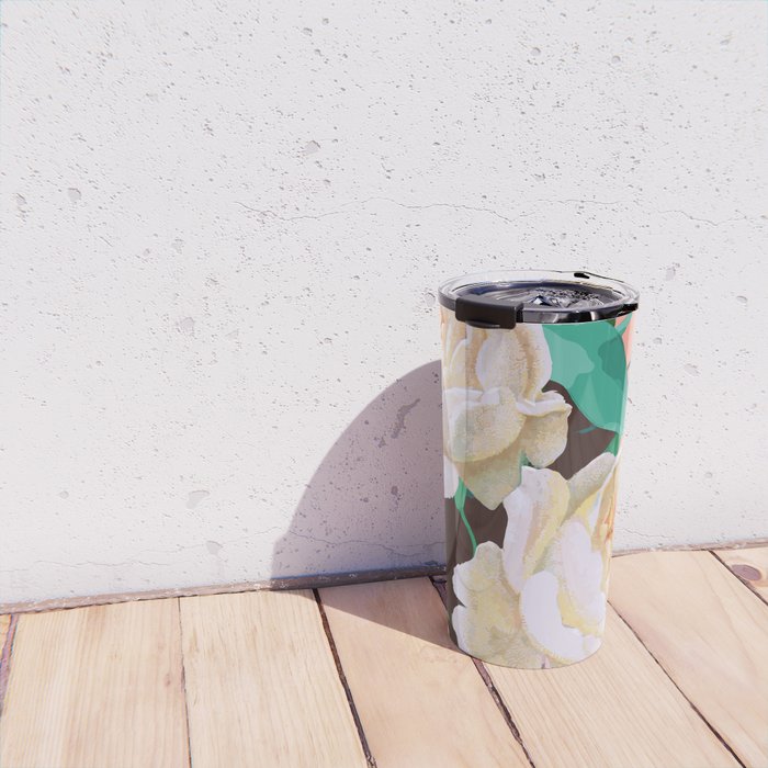 Tropical & White Blossom #painting #tropical #botanical Travel Mug Gallery Image 4
