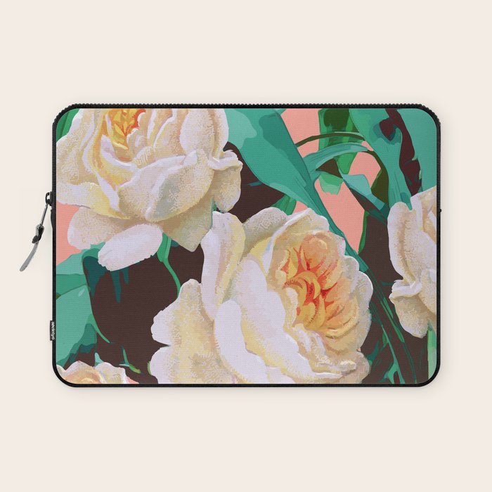Tropical & White Blossom #painting #tropical #botanical Laptop Sleeve Gallery Image 1