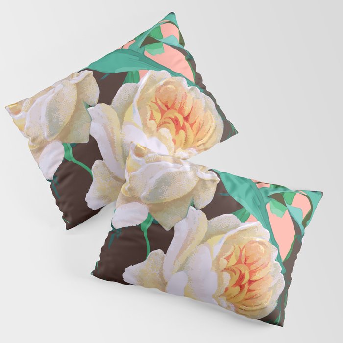 Tropical & White Blossom #painting #tropical #botanical Pillow Sham Gallery Image 3
