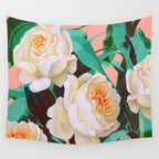 Tropical & White Blossom #painting #tropical #botanical Wall Tapestry Gallery Image 4