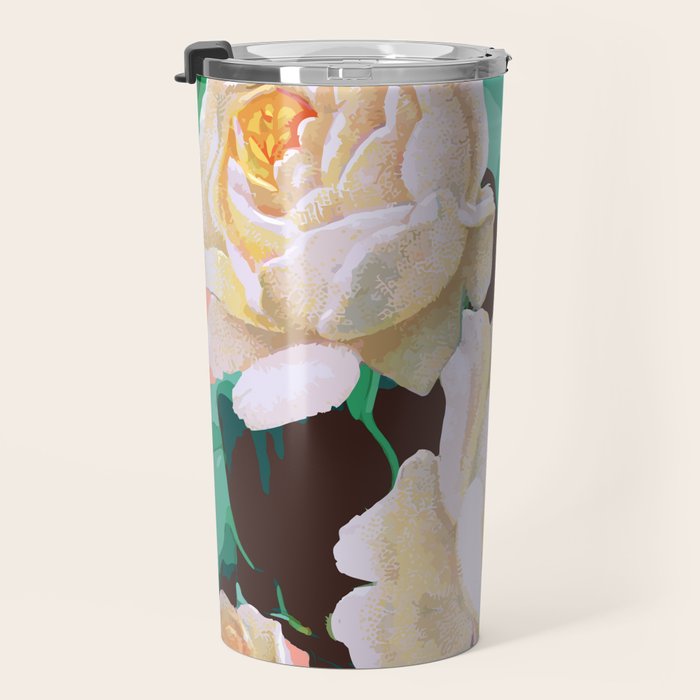 Tropical & White Blossom #painting #tropical #botanical Travel Mug Gallery Image 3