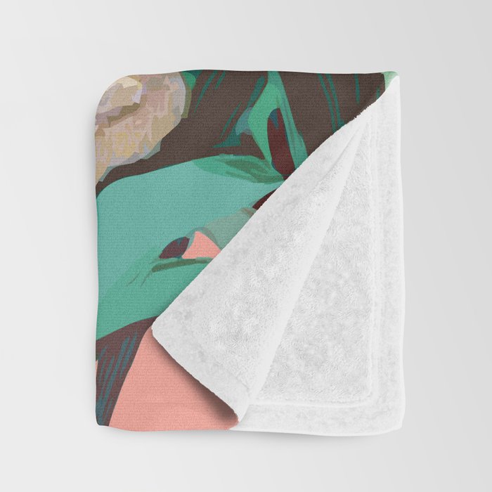 Tropical & White Blossom #painting #tropical #botanical Throw Blanket Gallery Image 3