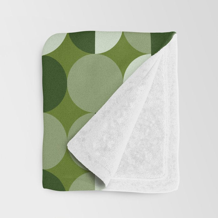 Retro 70s disco half circles sage green Throw Blanket Gallery Image 3