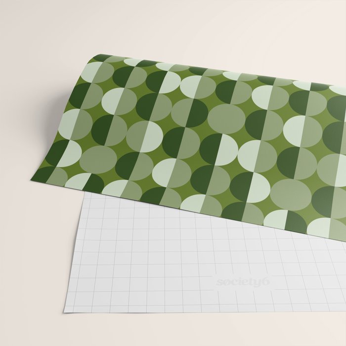 Retro 70s disco half circles sage green Wrapping Paper Gallery Image 2