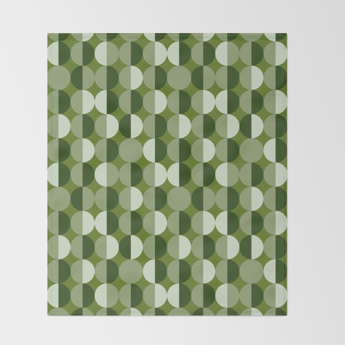 Retro 70s disco half circles sage green Throw Blanket Gallery Image 2