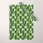 Retro 70s disco half circles sage green Wrapping Paper Gallery Image 1