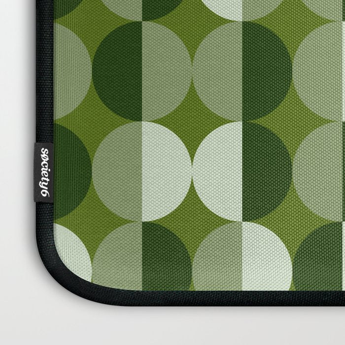 Retro 70s disco half circles sage green Laptop Sleeve Gallery Image 3