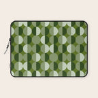 Retro 70s disco half circles sage green Laptop Sleeve Gallery Image 1
