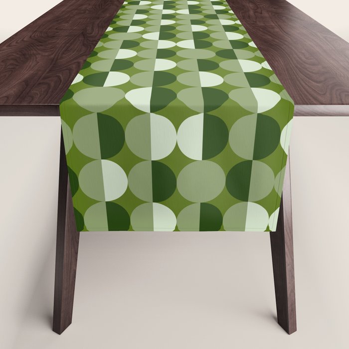 Retro 70s disco half circles sage green Table Runner Gallery Image 1