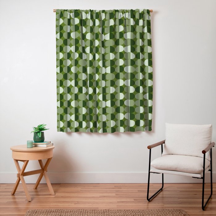 Retro 70s disco half circles sage green Window Curtain Gallery Image 3