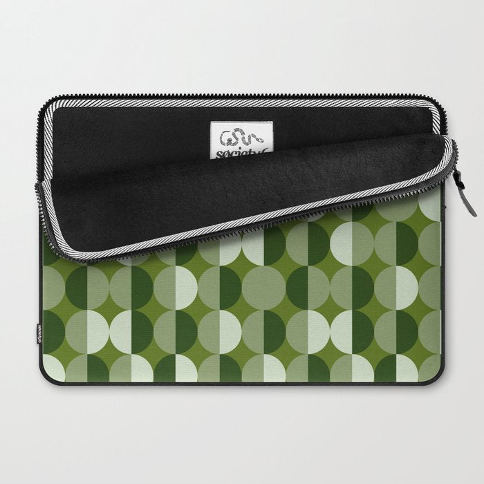 Retro 70s disco half circles sage green Laptop Sleeve Gallery Image 2
