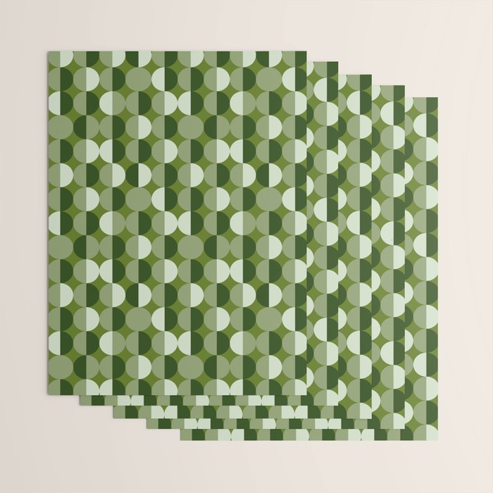 Retro 70s disco half circles sage green Wrapping Paper Gallery Image 3