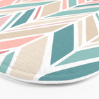 Herringbone Pattern - Cream Coral and Teal Bath Mat Gallery Image 3