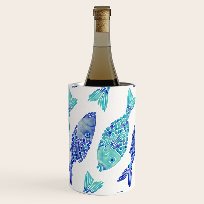 Indonesian Fish Duo - Navy & Turquoise Palette Wine Chiller Gallery Image 2