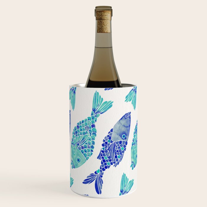 Indonesian Fish Duo - Navy & Turquoise Palette Wine Chiller Gallery Image 3