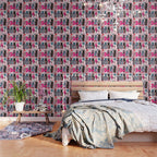Feline Christmas vibes // pastel pink background green fuchsia pink white and black kittens Wallpaper Gallery Image 3